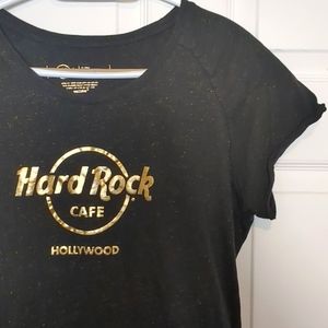 Hard Rock Cafe Hollywood T-Shirt - Black & Gold XXL